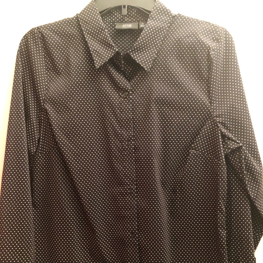 Apt nine black polkadotted shirt, size 10